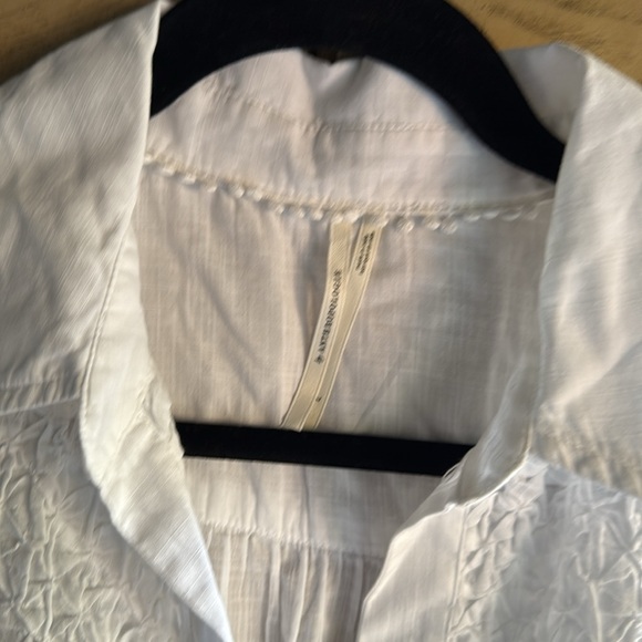 BLACK FRIDAY ! ANTHROPOLOGIE ☀️ White Smocked Waist Honeycomb Details Blouse - Picture 6 of 10